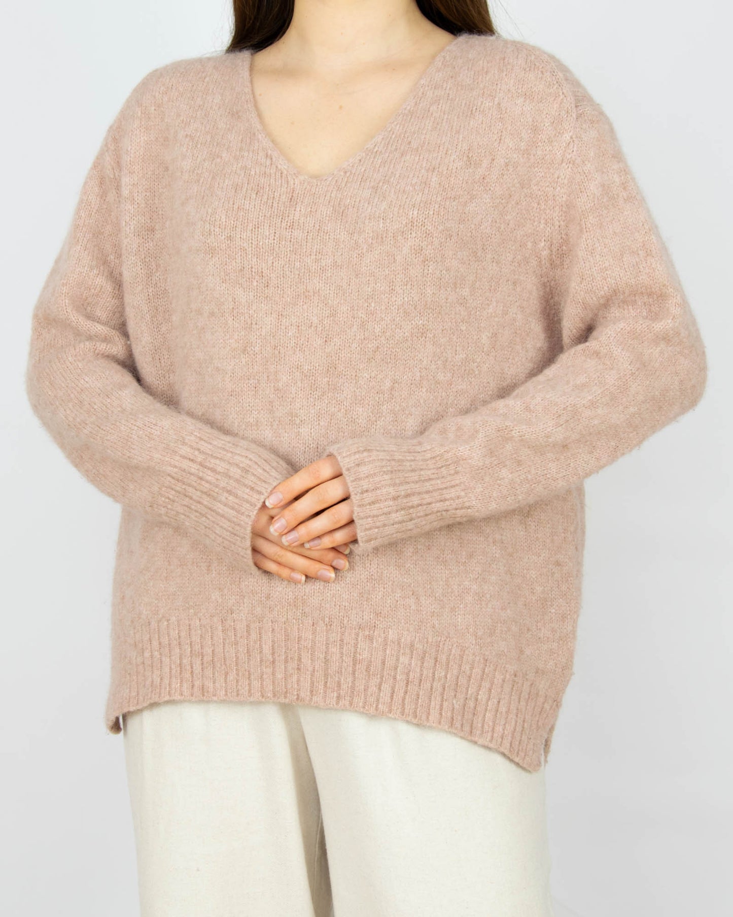 Brązowo różowy (alpaka + wełna) sweter LUISA CERANO - XL