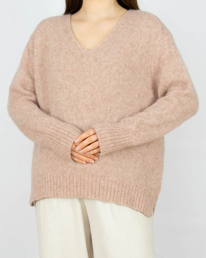 Brązowo różowy (alpaka + wełna) sweter LUISA CERANO - XL
