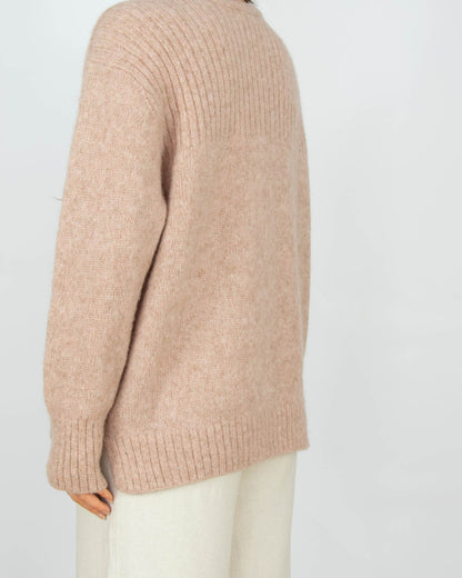 Brązowo różowy (alpaka + wełna) sweter LUISA CERANO - XL