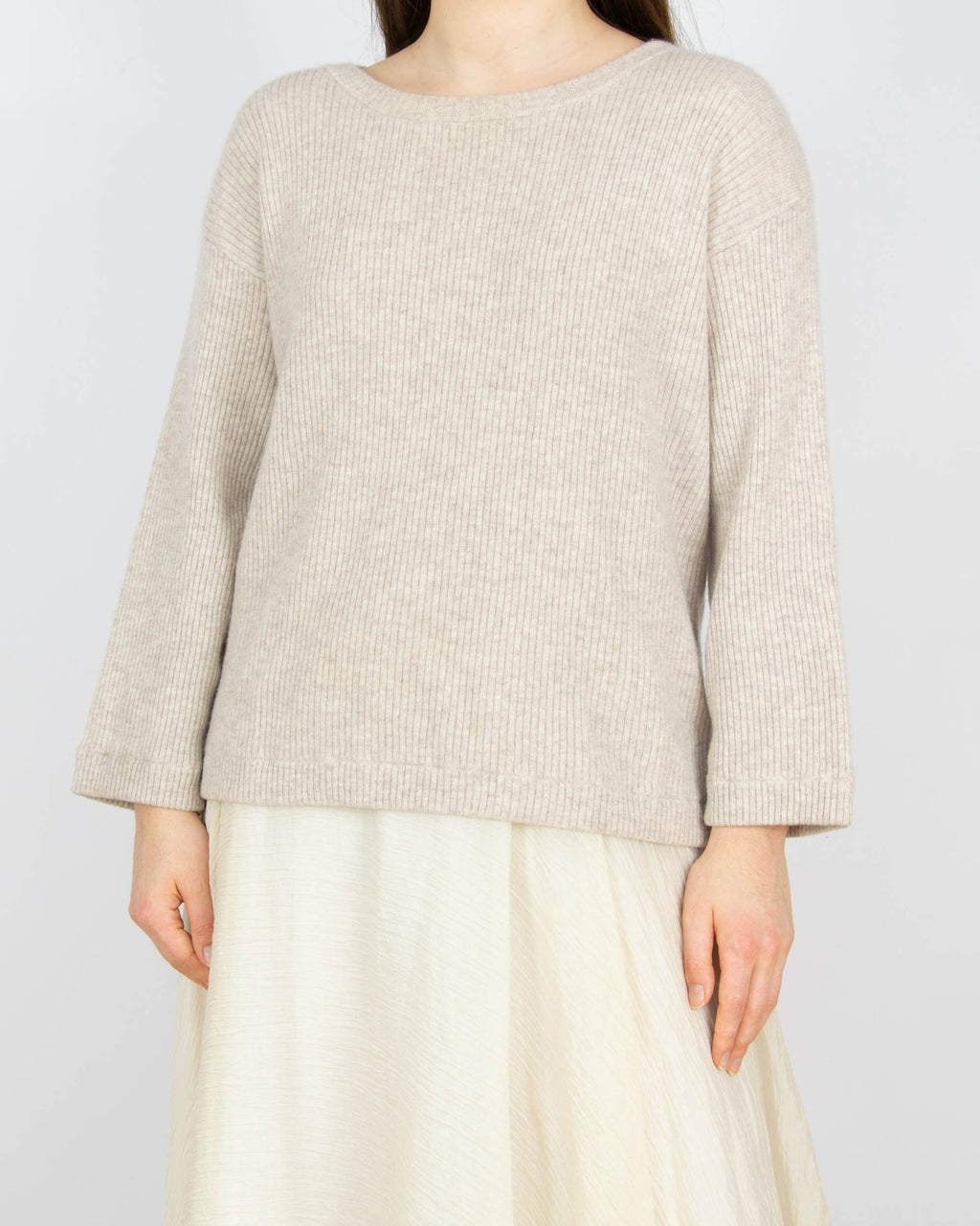 Beżowy kaszmirowy sweter KASHMINA - S