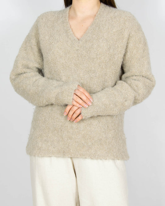Beżowy (wełna + alpaka) sweter WERA - S/M