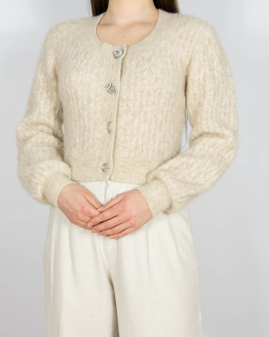 Beżowy wełniany (wełna + alpaka) kardigan & other stories