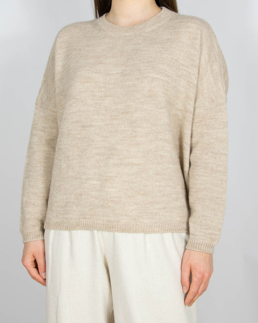 Beżowy (alpaka + wełna merino) sweter LAZZARI - M