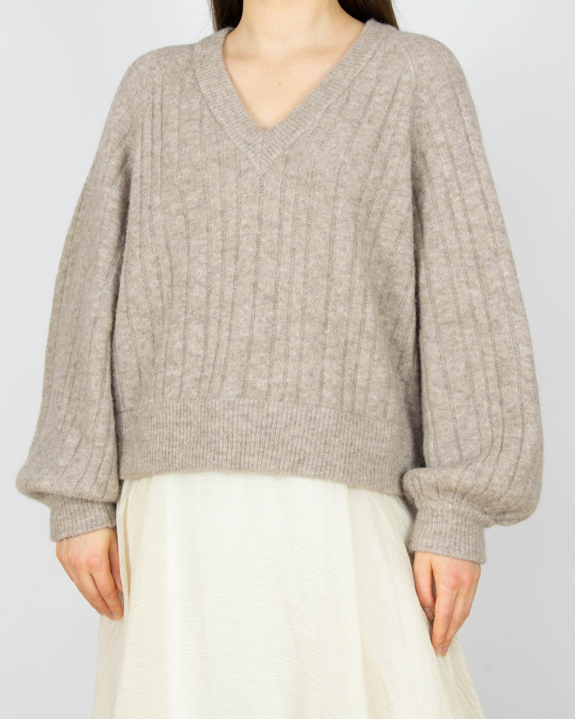 Beżowy (alpaka + wełna) sweter GESTUZ