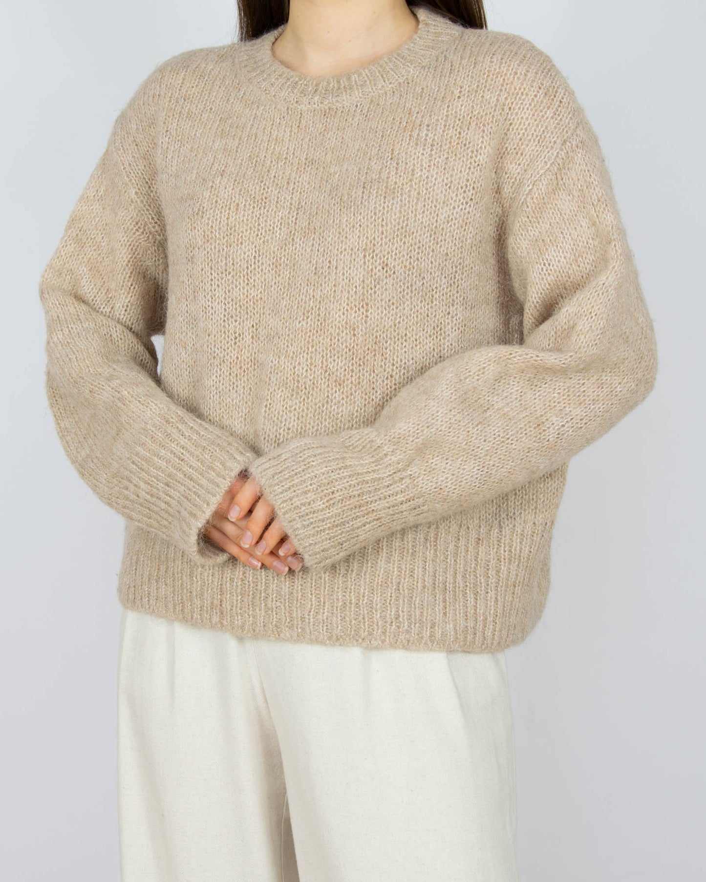 Beżowy (alpaka + wełna) sweter H&M Premium