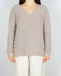Beżowy wełniany (merino) sweter - M