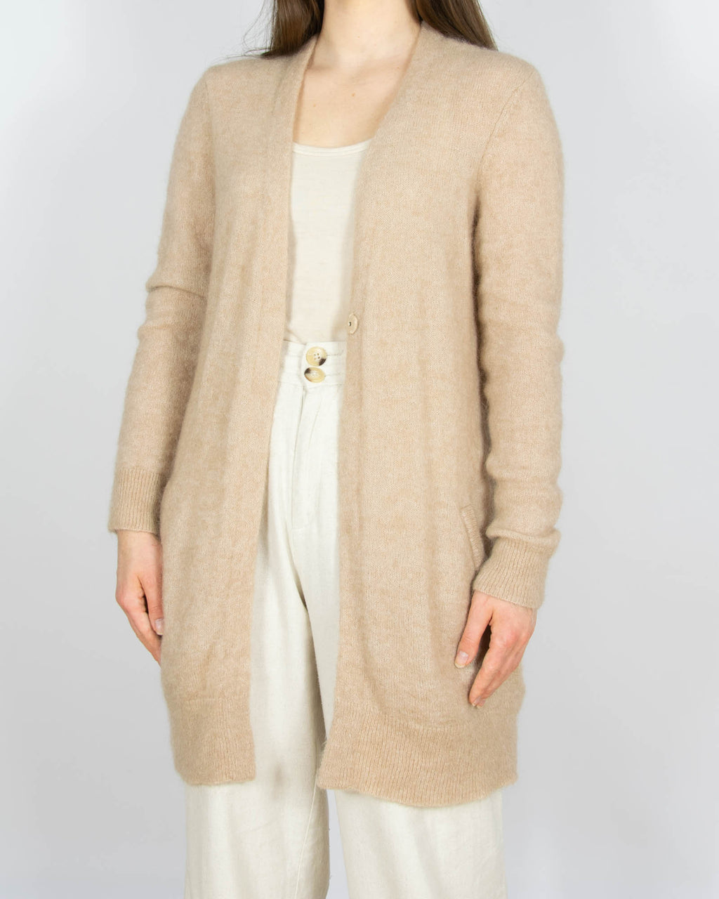 Beżowy (wełna + moher) kardigan DONNA - S