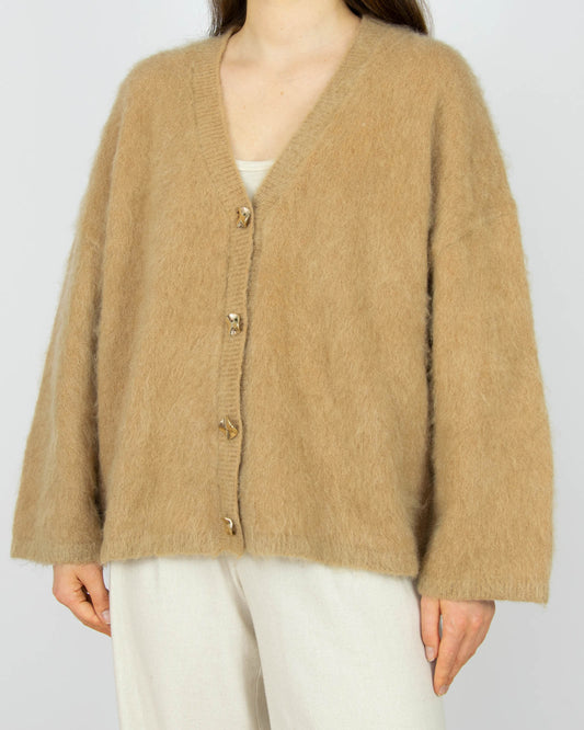 Beżowy (moher + wełna) kardigan H&M Premium