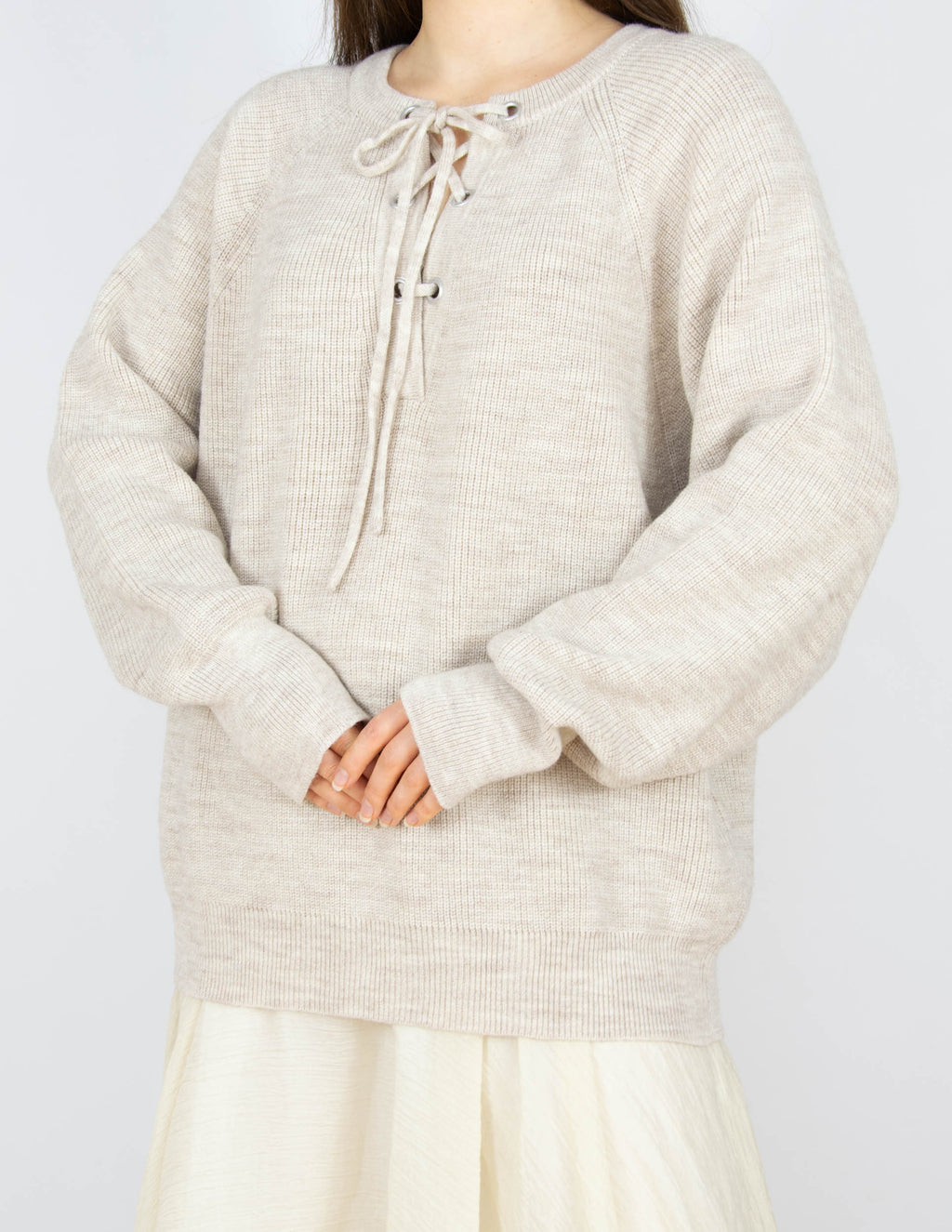 Beżowy (wełna + alpaka) sweter ARNIE SAYS - L