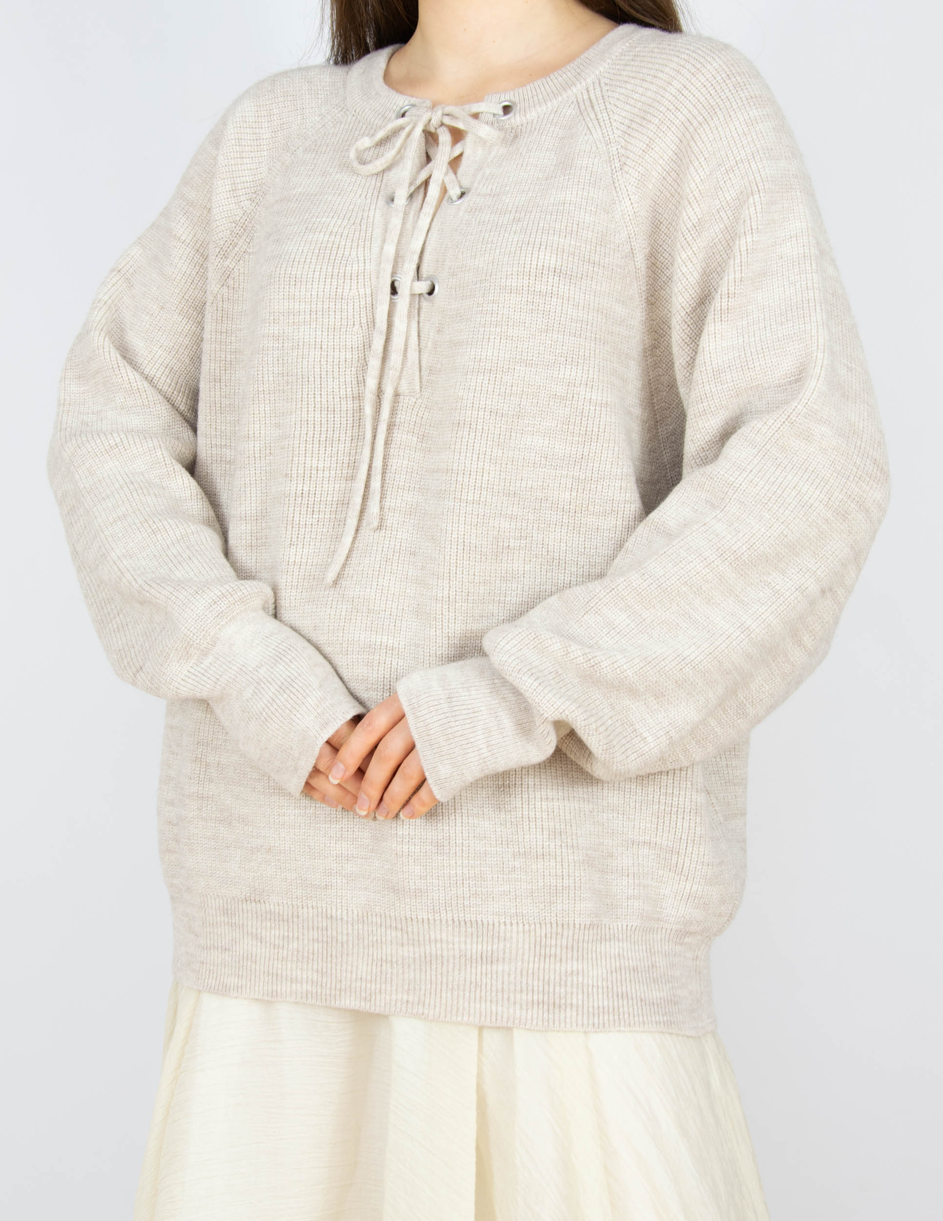 Beżowy (wełna + alpaka) sweter ARNIE SAYS - L