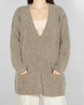 Beżowo brązowy wełniany (angora + wełna jagnięca) kardigan - XL