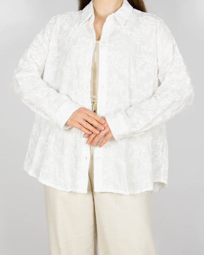 Biała bawełniana haftowana koszula ONLY - XL