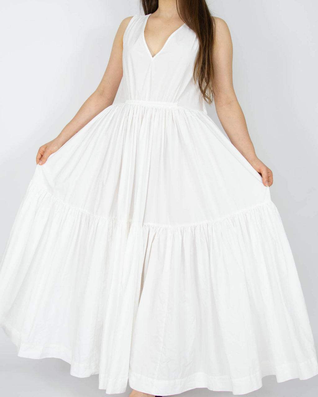 Biała bawełniana sukienka maxi H&M Premium