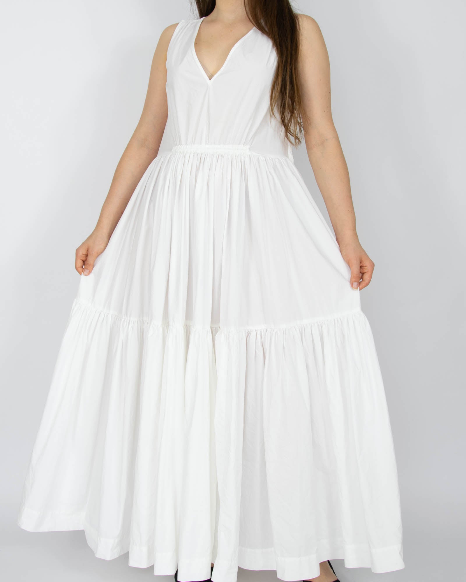 Biała bawełniana sukienka maxi H&M Premium - S