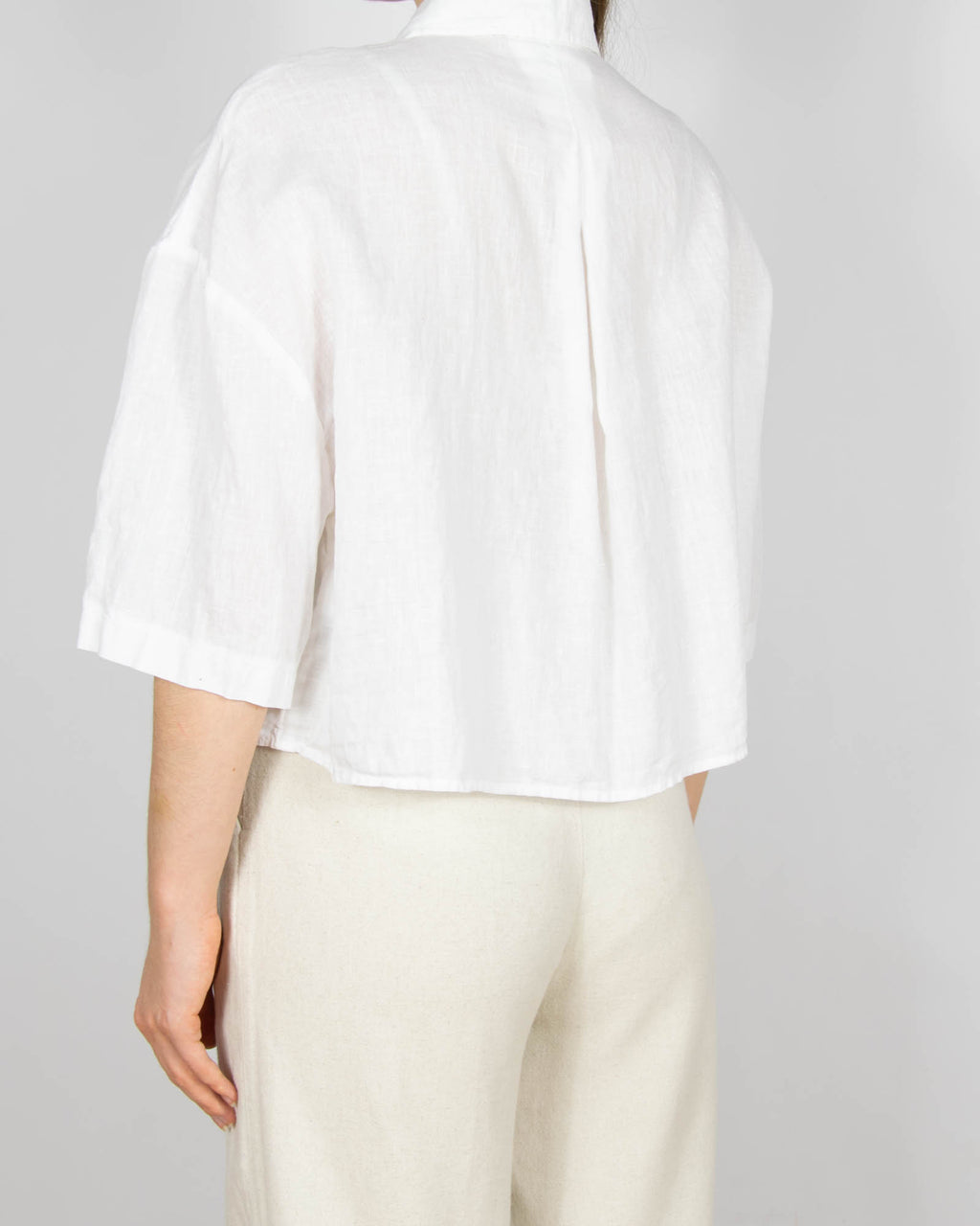 Biała lniana koszula oversize H&M - S