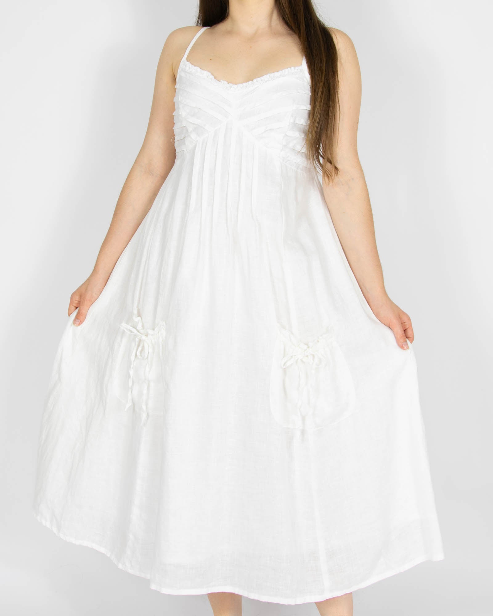 Biała lniana sukienka CLAIRE