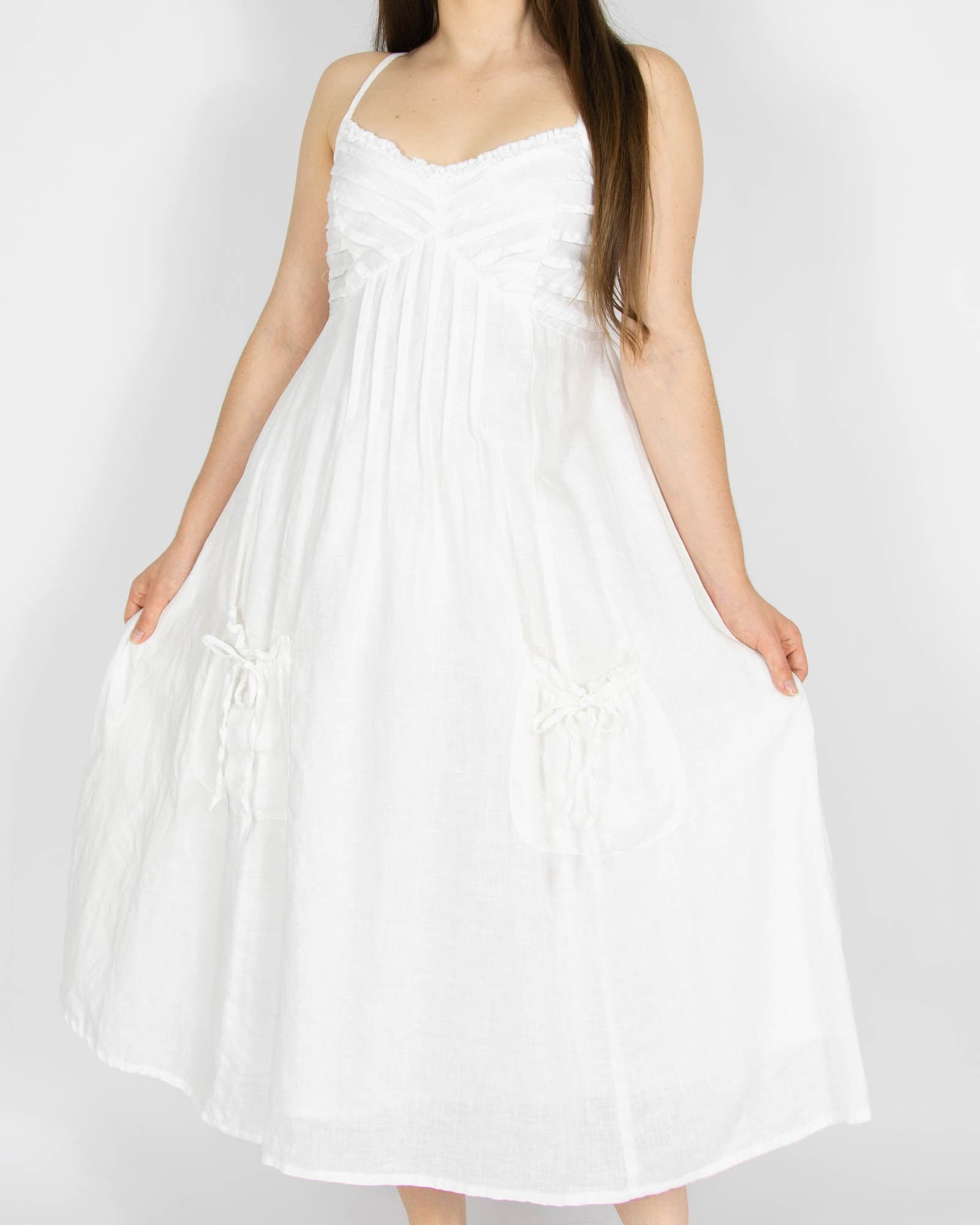 Biała lniana sukienka CLAIRE - S/M