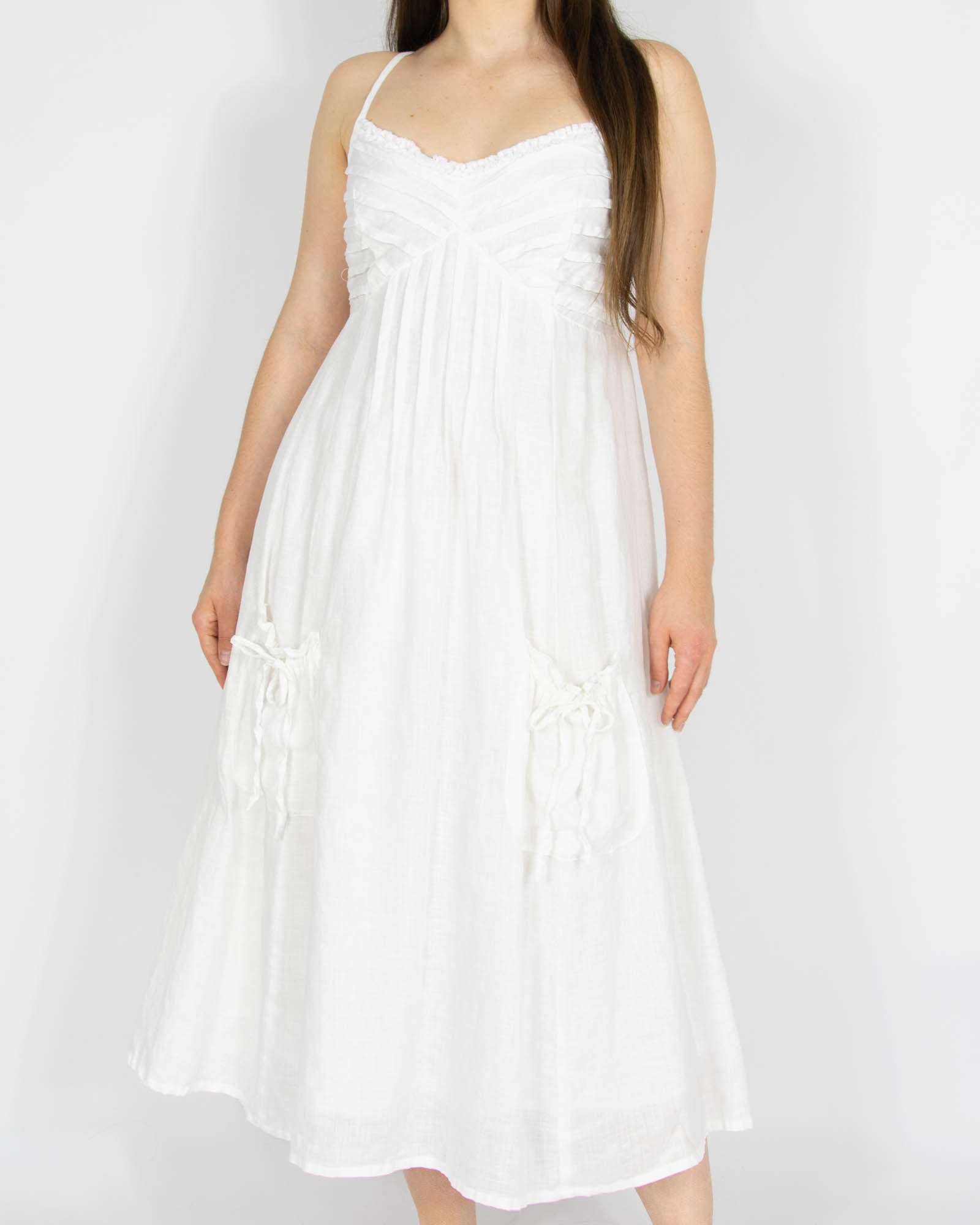 Biała lniana sukienka CLAIRE - S/M