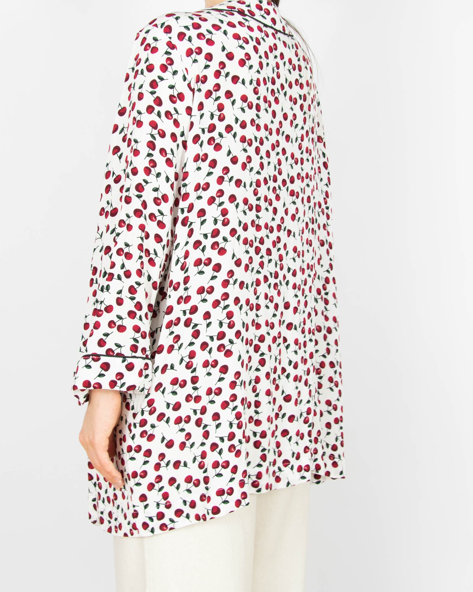 Biała wiskozowa narzutka kimono w wisienki Zizzi - M