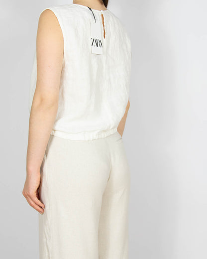 Nowy biały lniany top Zara (ZW COLLECTION) - M