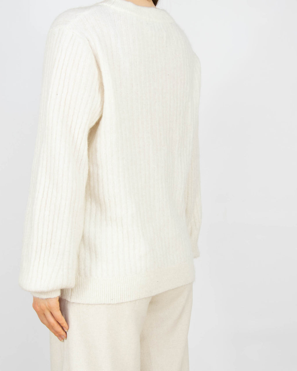 Śmietankowy (wełna + moher) sweter DONNA - M