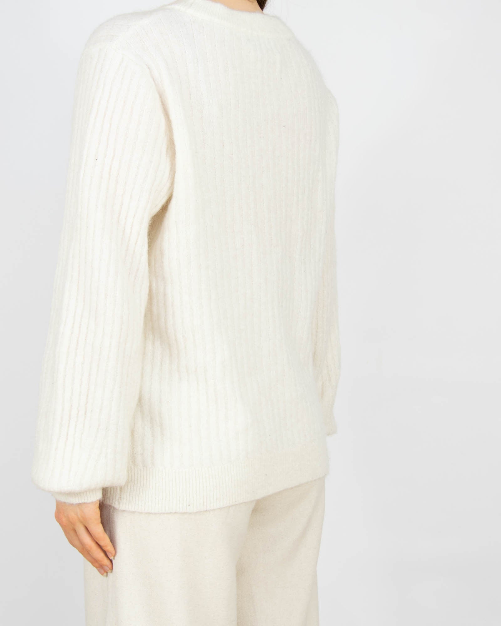 Śmietankowy (wełna + moher) sweter DONNA - M