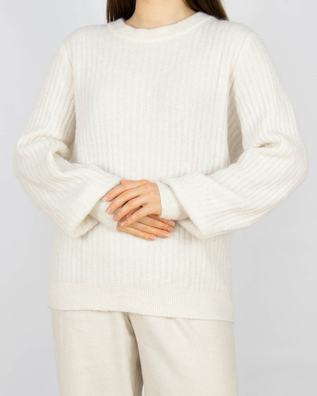Śmietankowy (wełna + moher) sweter DONNA