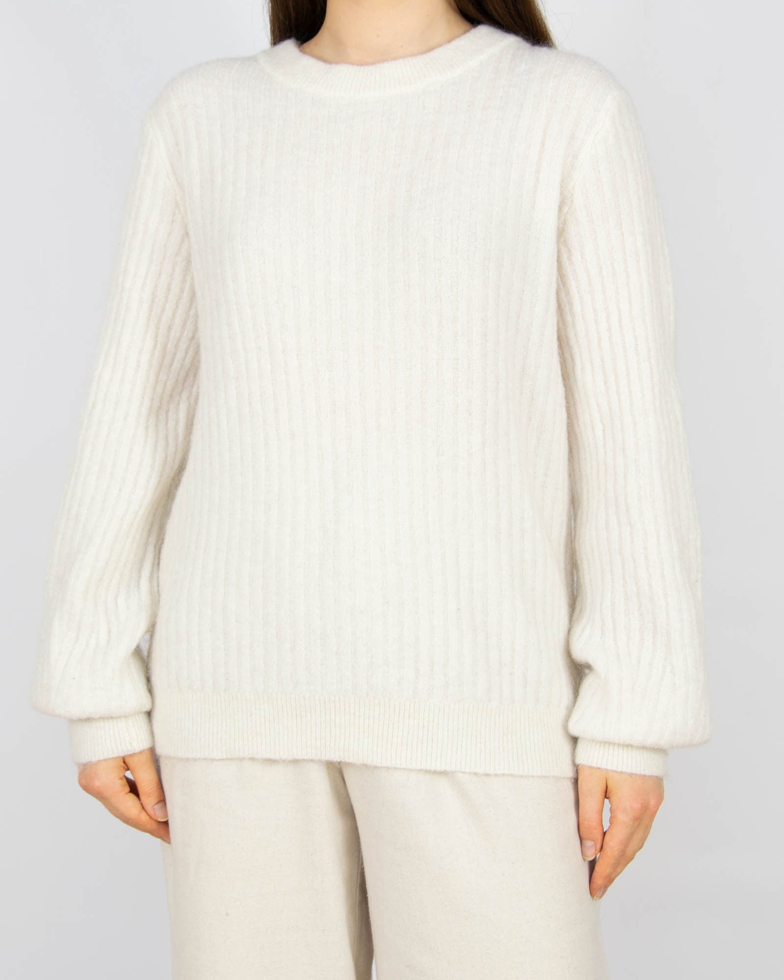 Śmietankowy (wełna + moher) sweter DONNA - M