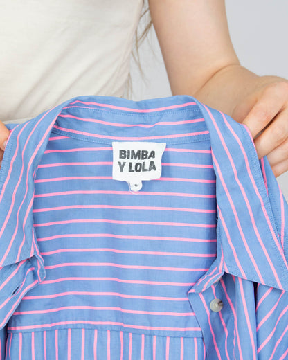 Niebiesko różowa bawełniana koszula w paski Bimba Y Lola - S