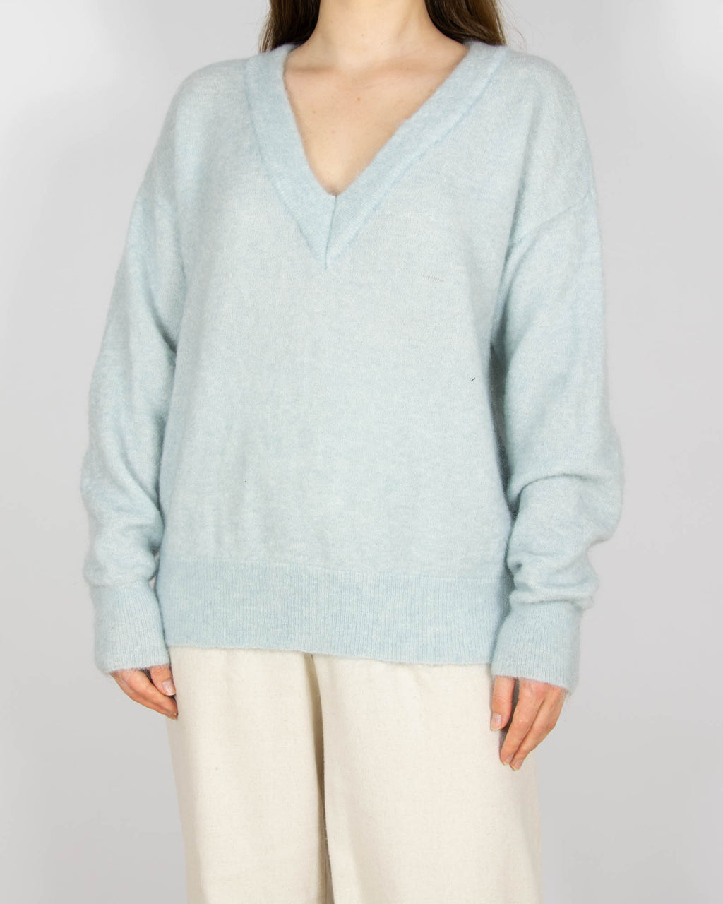 Błękitny (wełna + moher) sweter GESTUZ - L