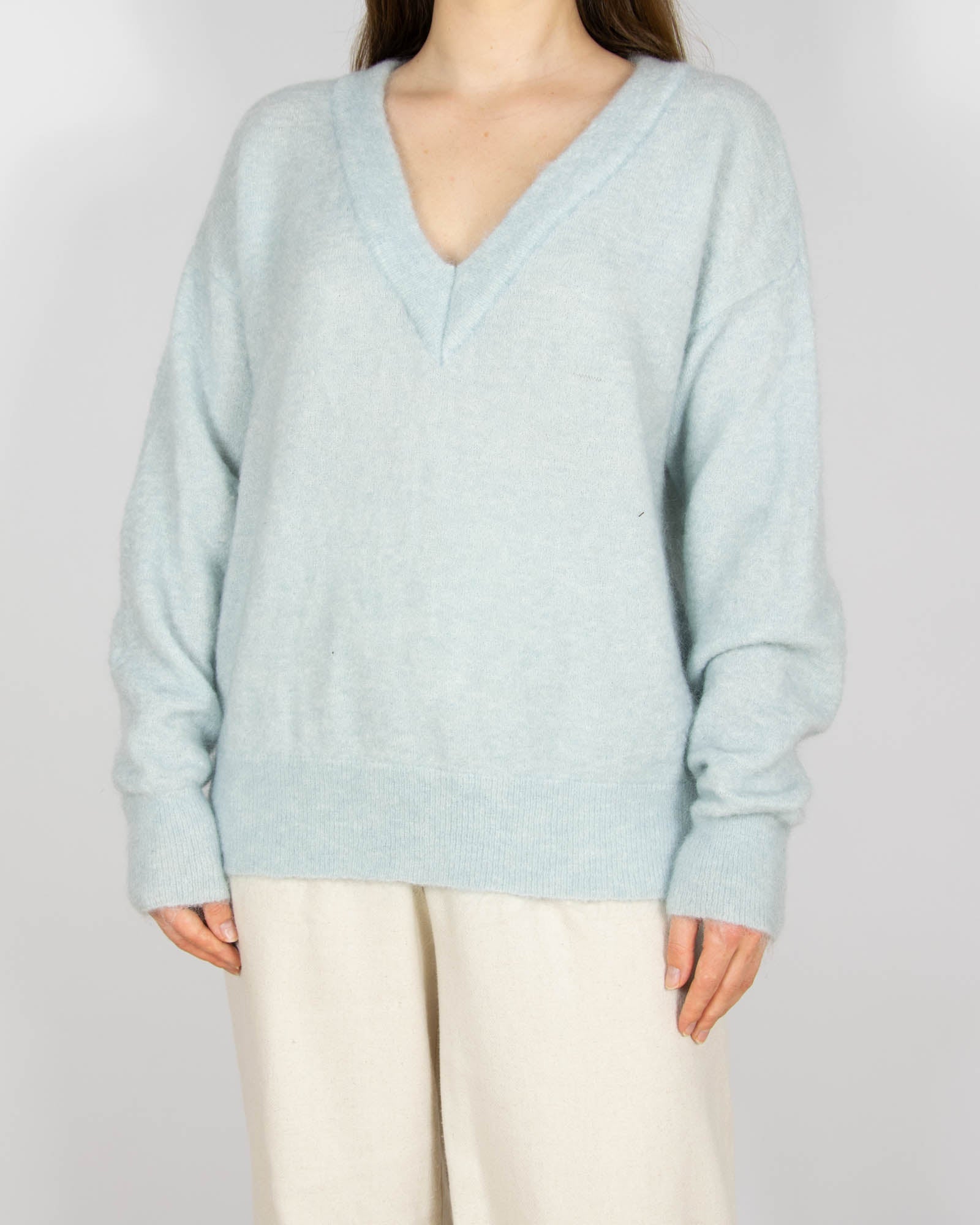 Błękitny (wełna + moher) sweter GESTUZ - L