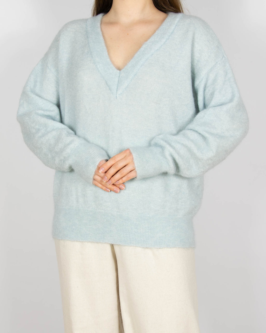 Błękitny (wełna + moher) sweter GESTUZ - L