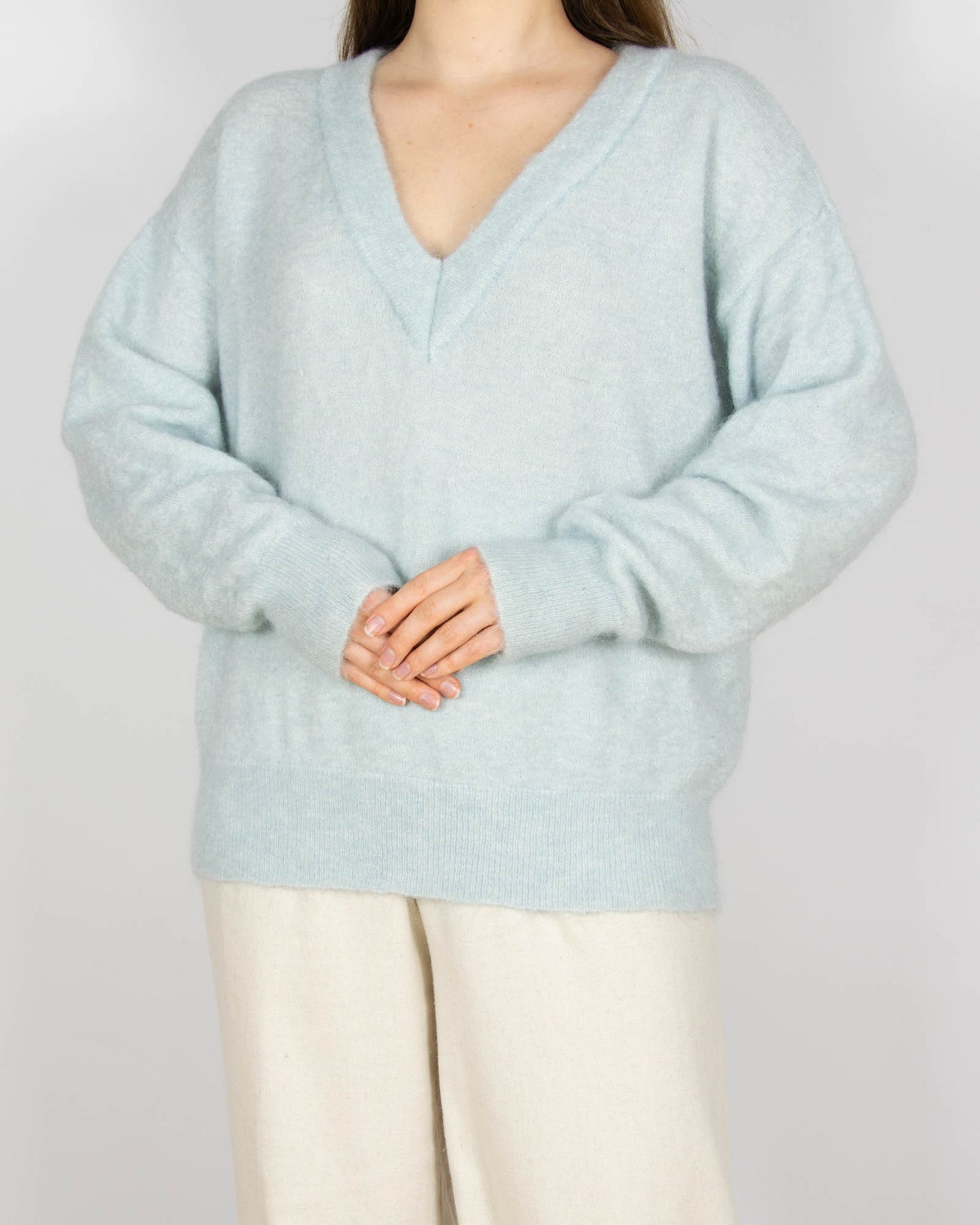 Błękitny (wełna + moher) sweter GESTUZ - L