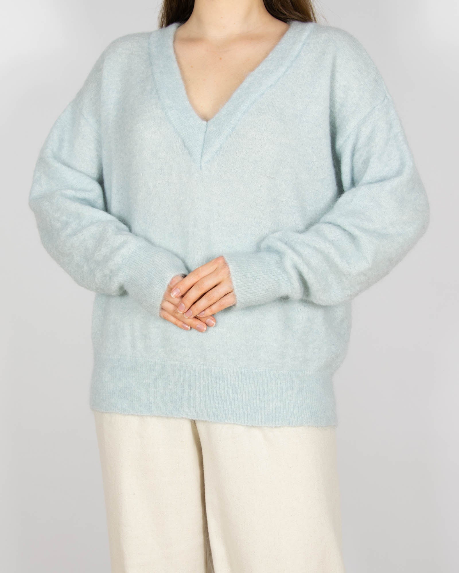 Błękitny (wełna + moher) sweter GESTUZ - L