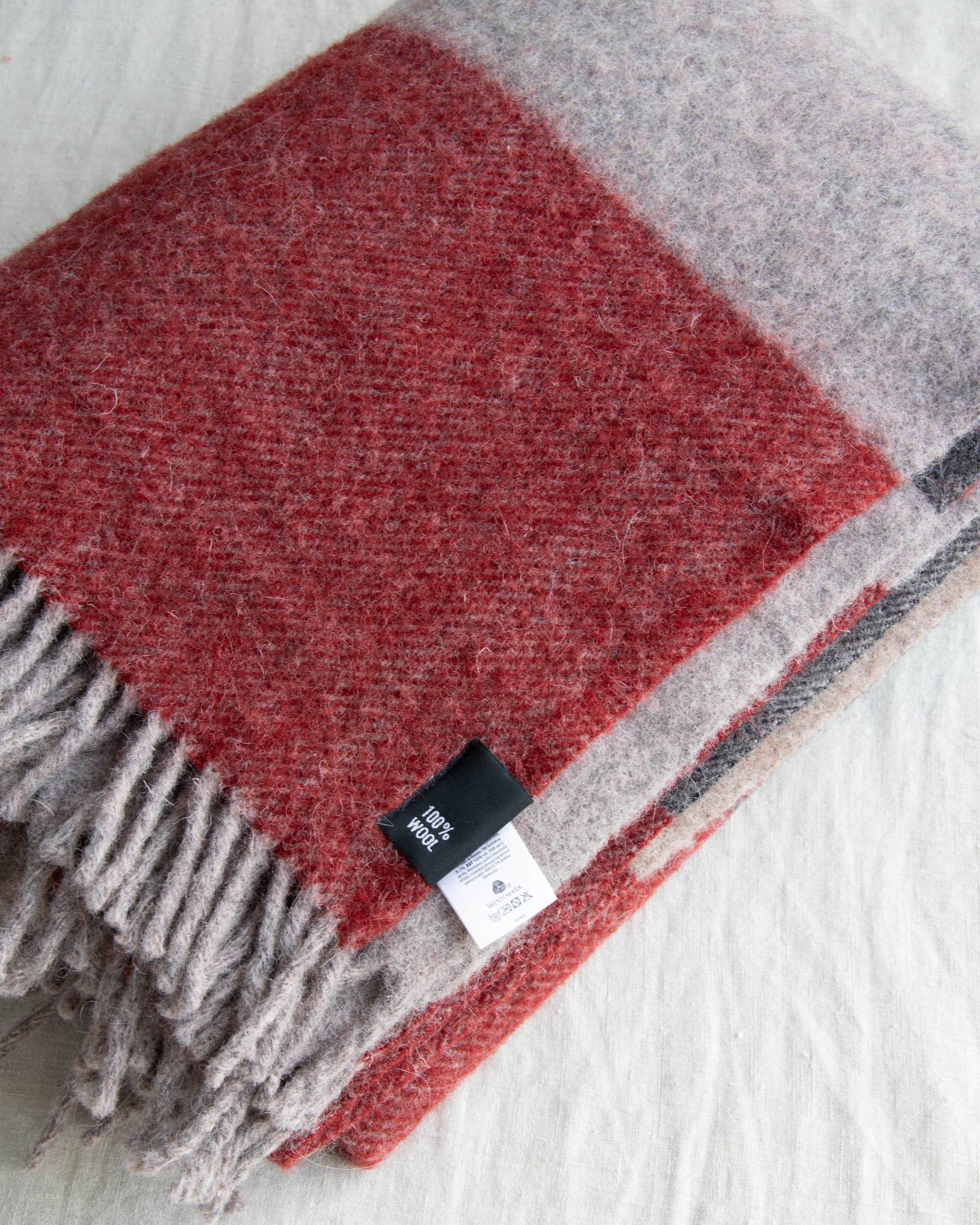 Szaro bordowy wełniany (Pure New Wool) koc KID