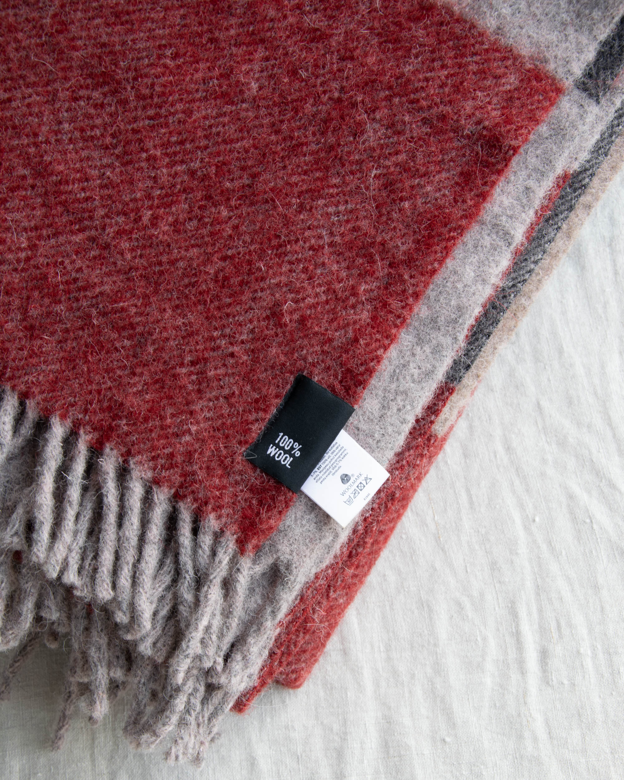 Szaro bordowy wełniany (Pure New Wool) koc KID