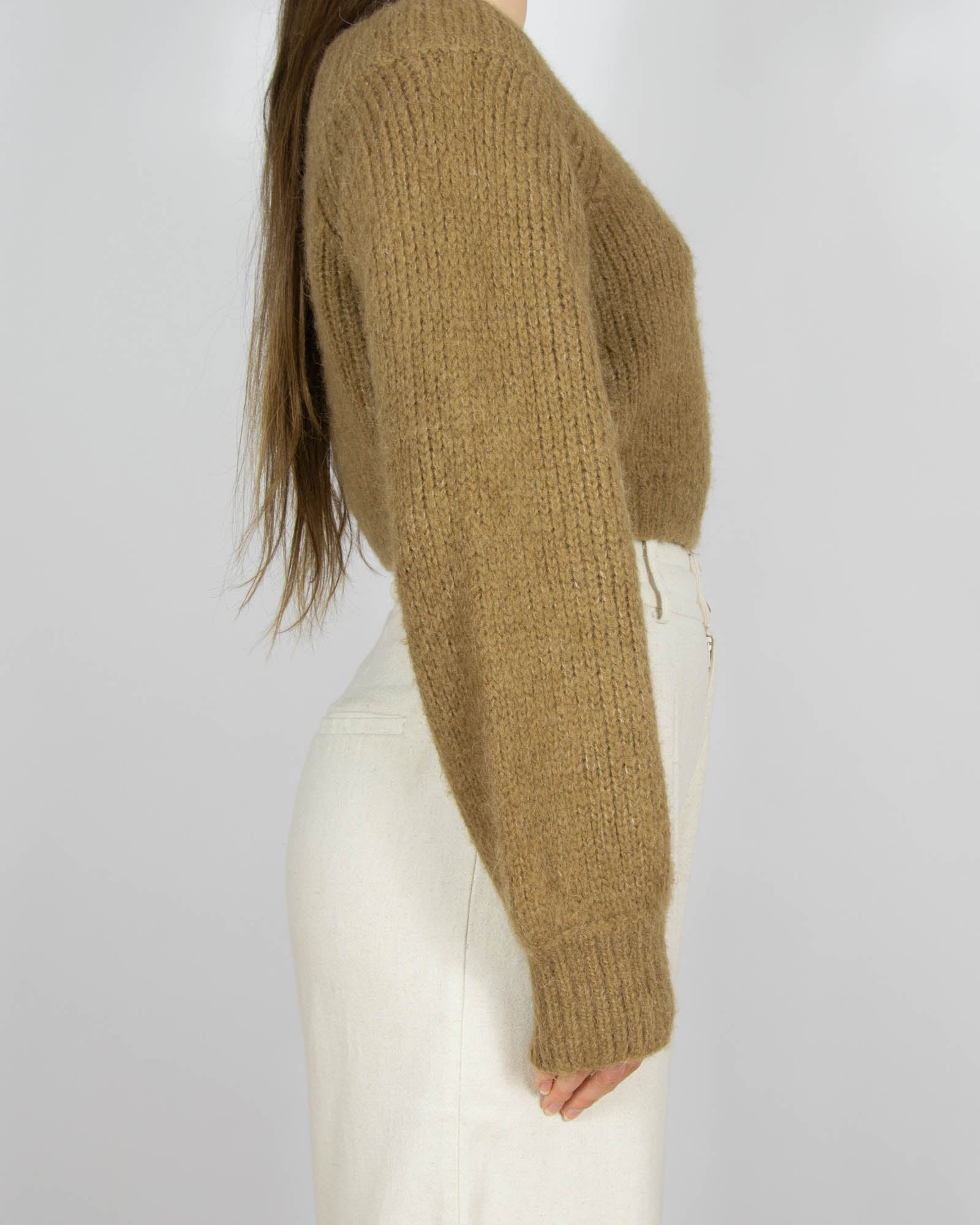 Brązowy (wełna + alpaka) krótki sweter & Other Stories - M