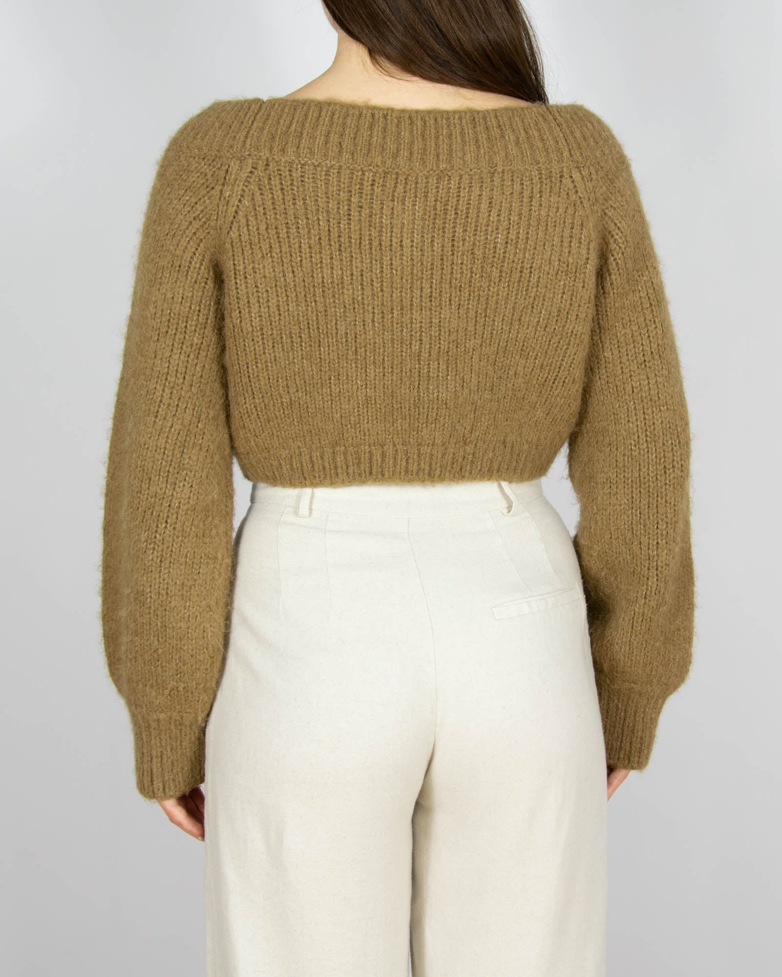 Brązowy (wełna + alpaka) krótki sweter & Other Stories - M