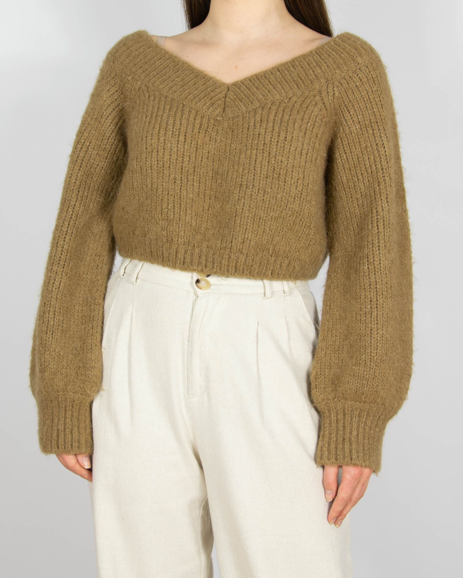 Brązowy (wełna + alpaka) krótki sweter & Other Stories