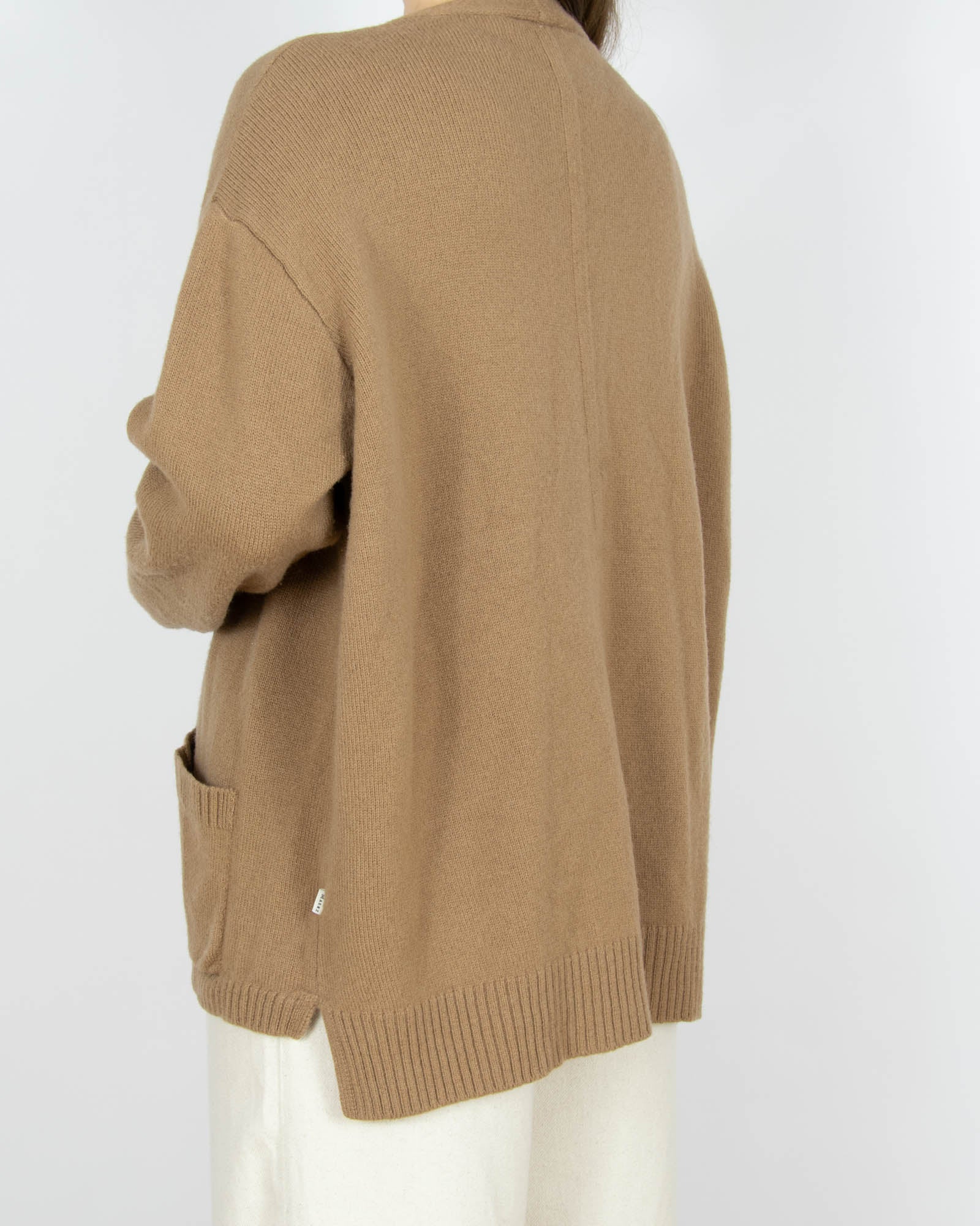 Brązowy wełniany (merino extrafine) kardigan MAERZ - XL/XXL