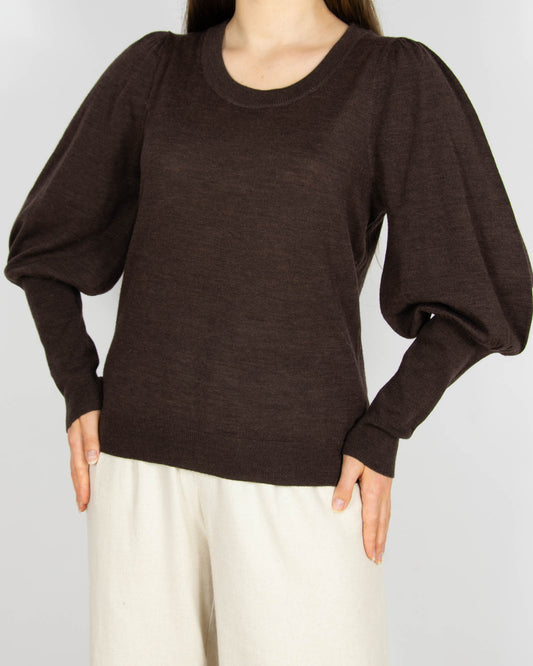 Brązowy wełniany (merino) sweter Claire