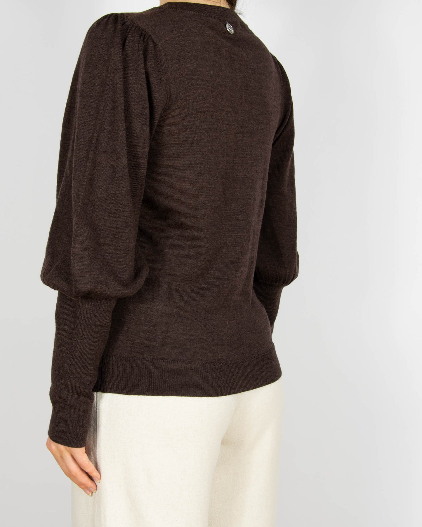 Brązowy wełniany (merino) sweter Claire - M