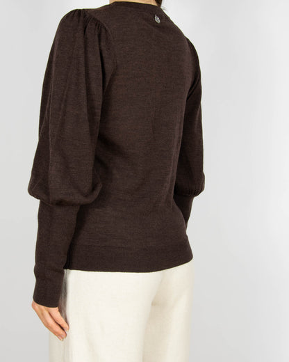 Brązowy wełniany (merino) sweter Claire - M