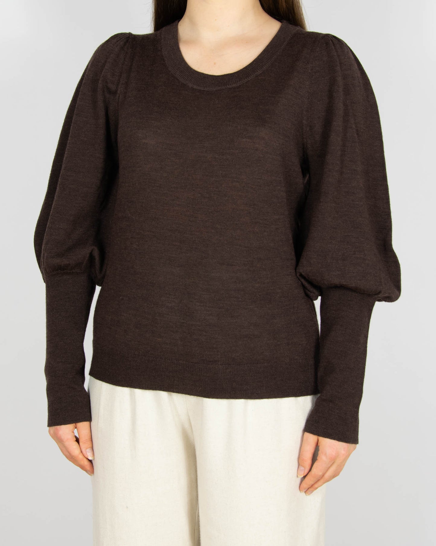 Brązowy wełniany (merino) sweter Claire - M