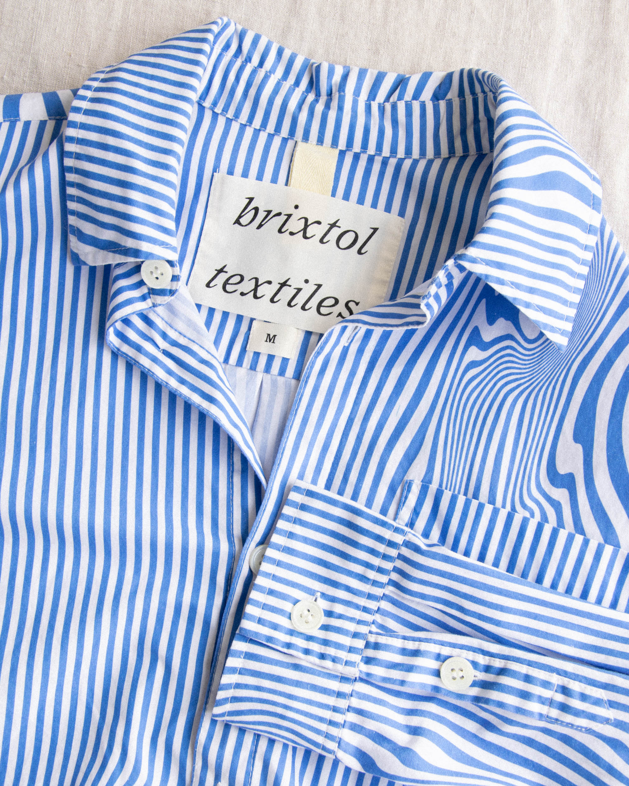 Biało niebieska bawełniana koszula w paski Brixtol Textiles - M