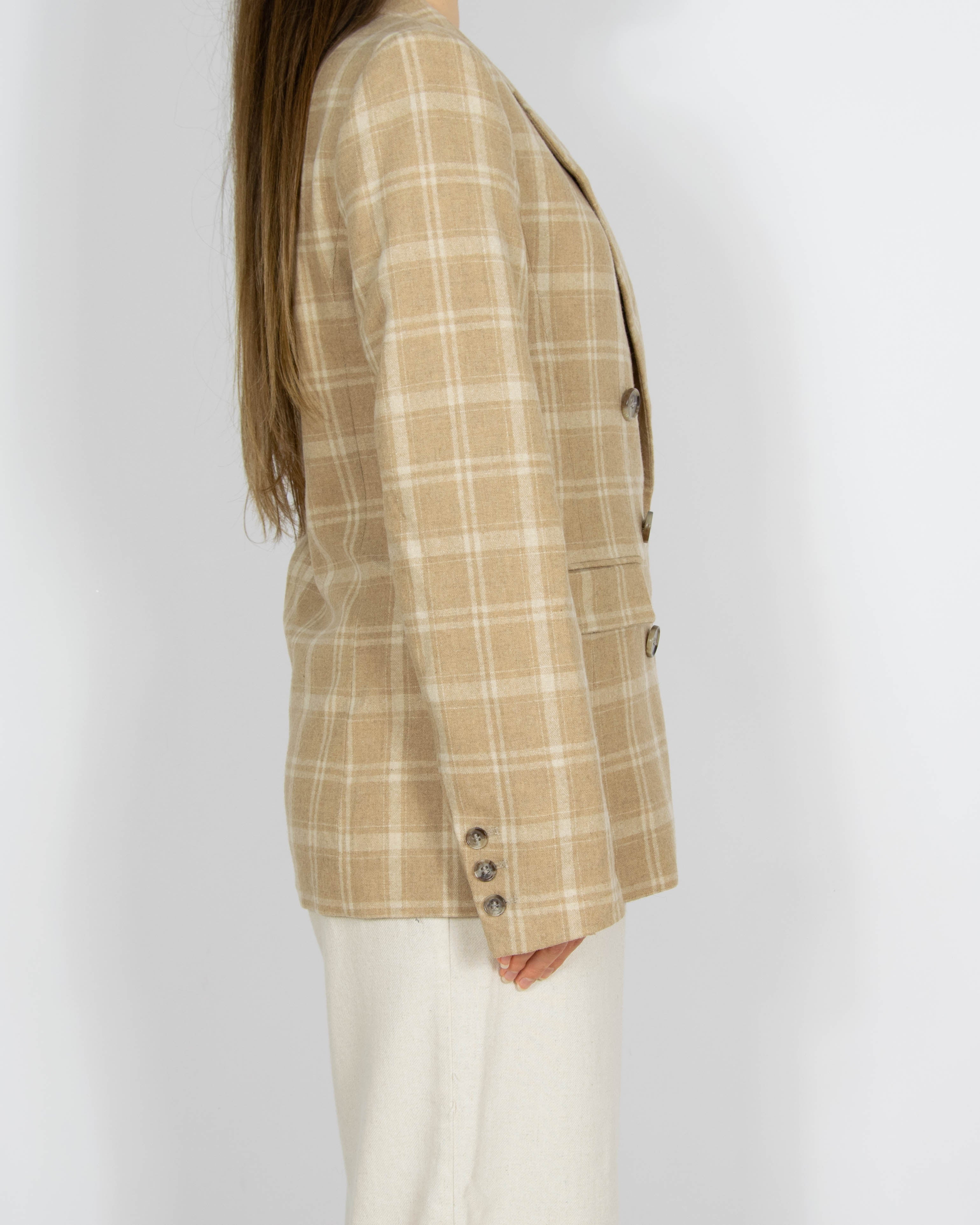 Beżowa wełniana marynarka dwurzędowa & other stories (MANTECO) - S