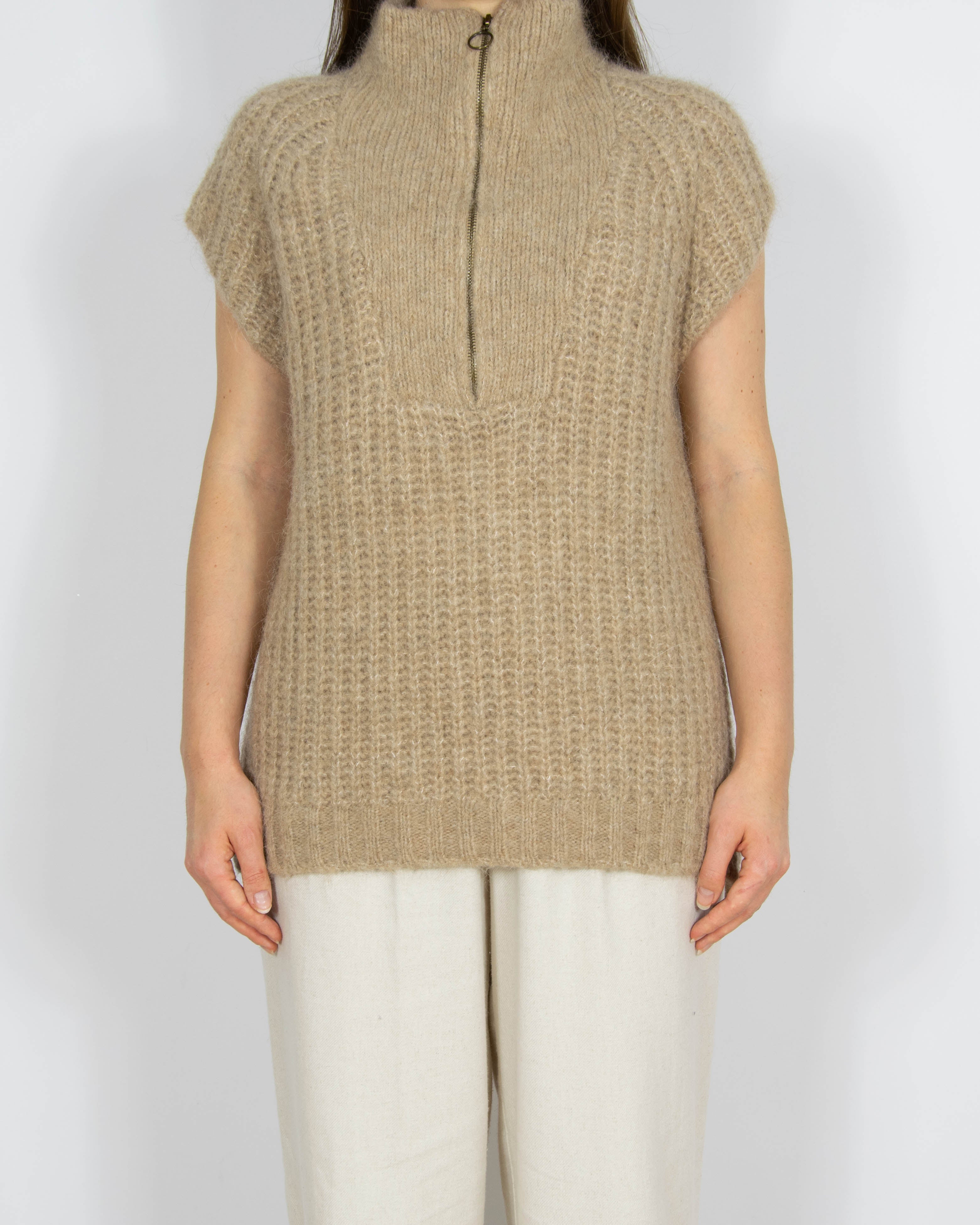 Beżowa wełniana (wełna + alpaka) kamizelka NOA NOA - L