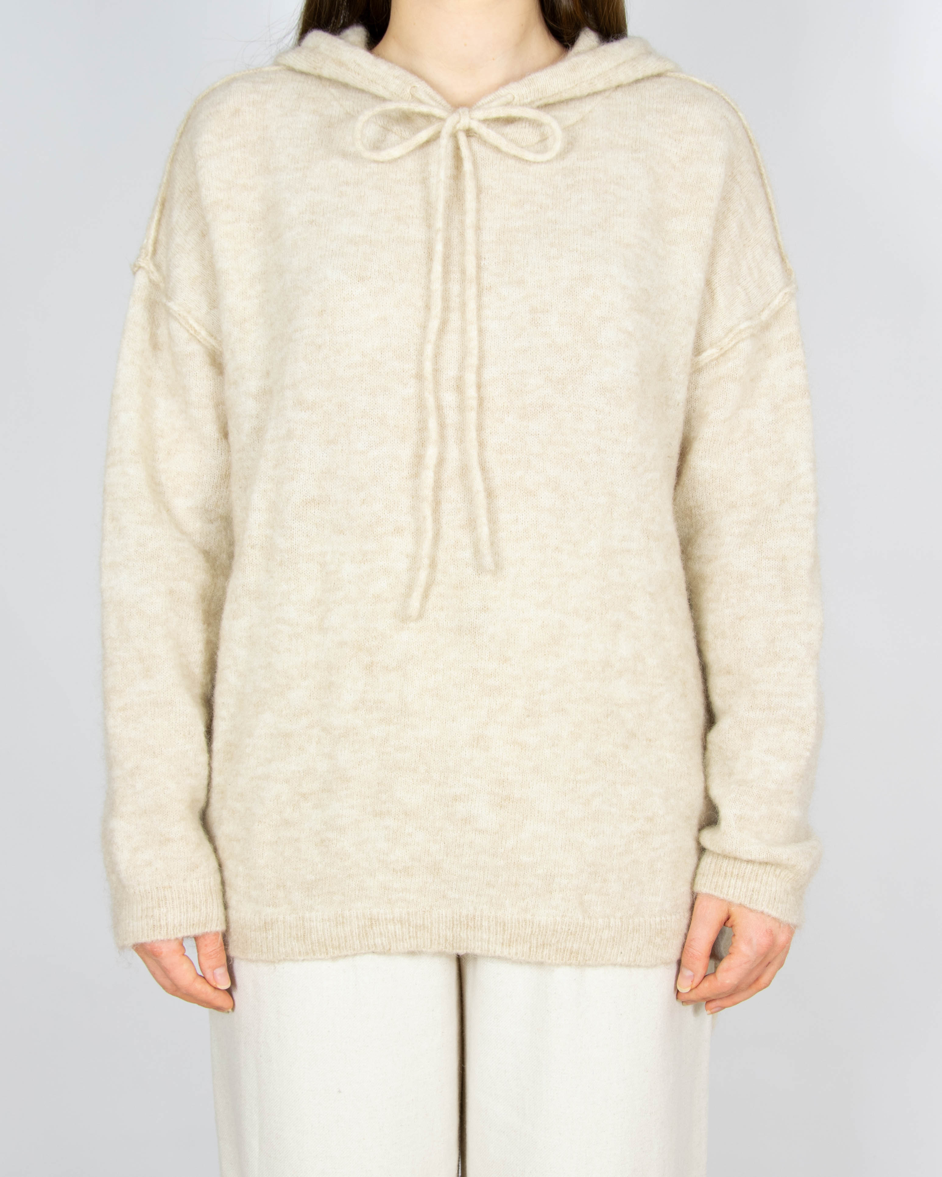 Beżowa wełniana (kid moher + wełna) bluza z kapturem RAH Oslo - XL