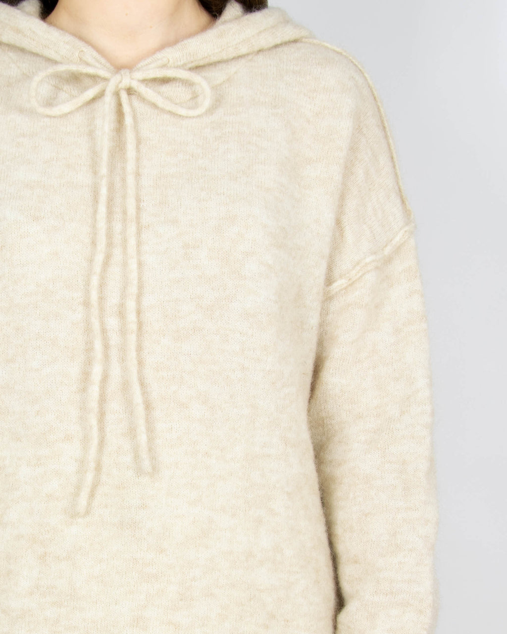 Beżowa wełniana (kid moher + wełna) bluza z kapturem RAH Oslo - XL