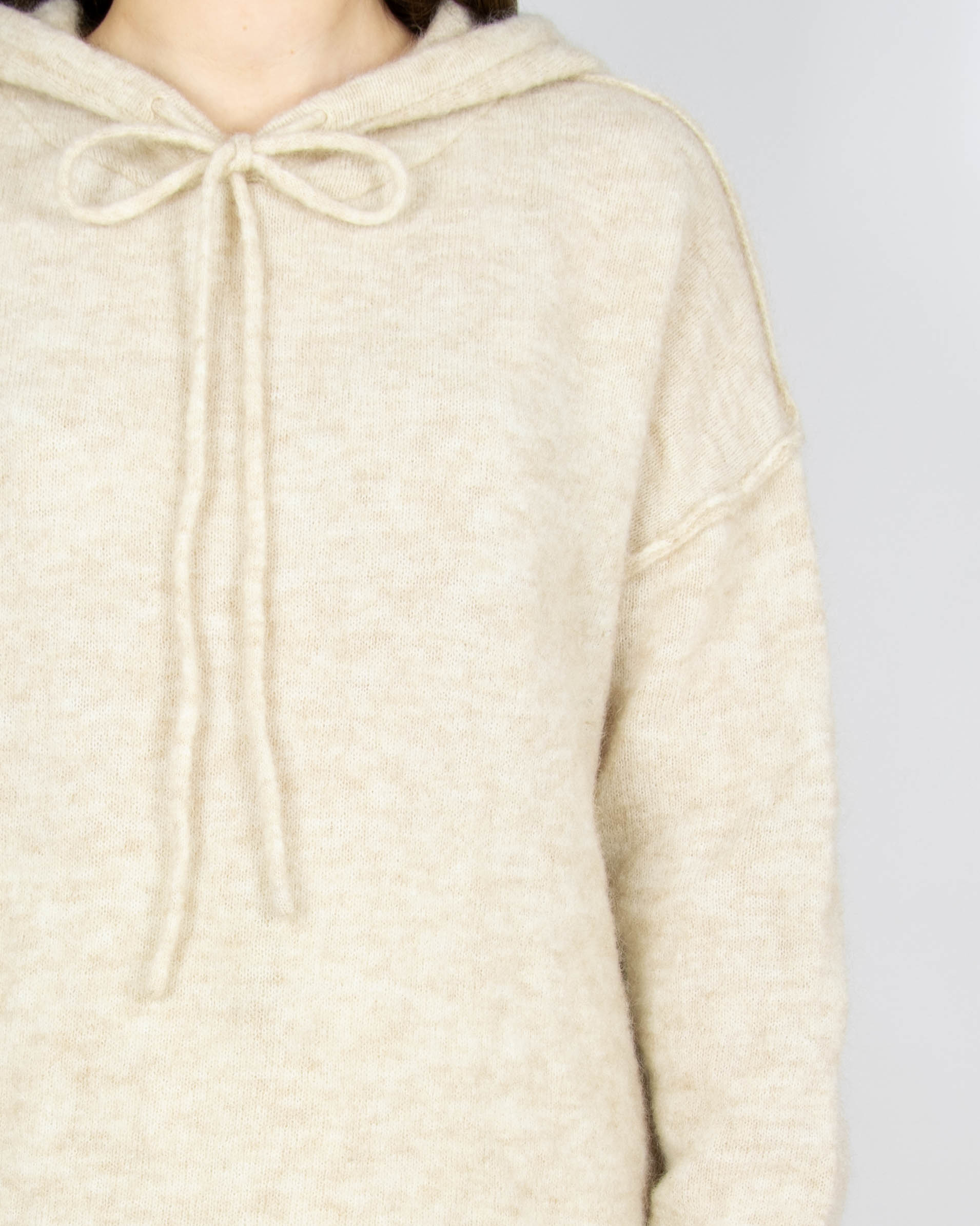 Beżowa wełniana (kid moher + wełna) bluza z kapturem RAH Oslo - XL